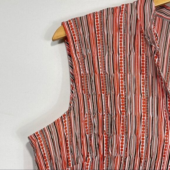 East 5th Multi Colors Pleated Sleveless Shirt - Picture 5 of 12